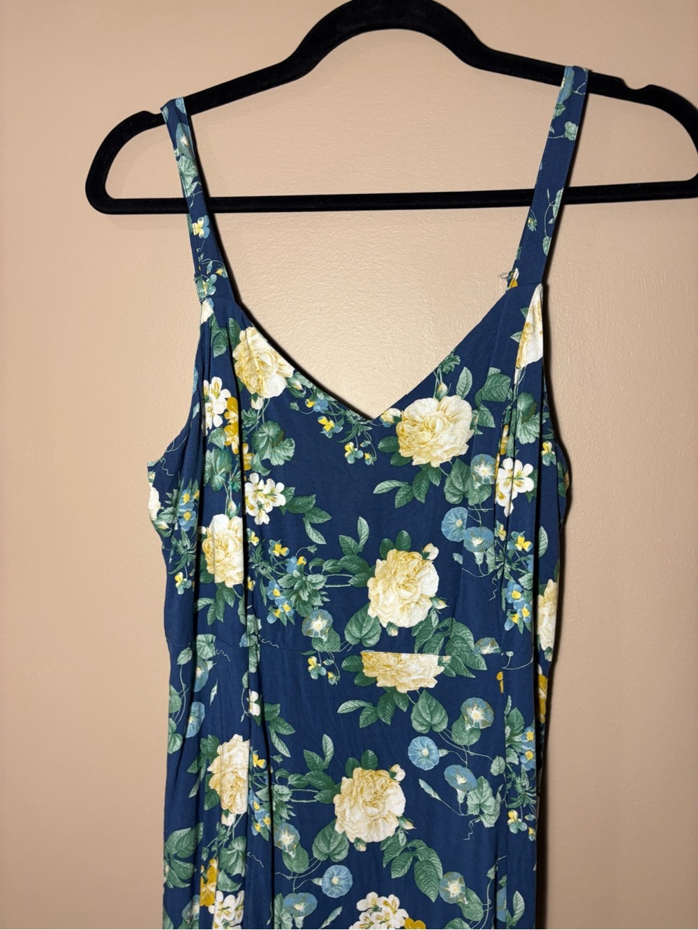 Navy Floral Cottagecore Spaghetti Strap Maxi Dress